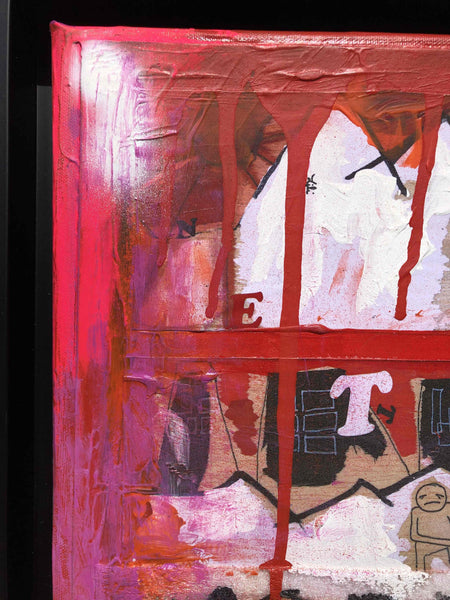 Découvrez "UNTITLED" peinture d'Alina Schiau, aka (lalala) de la série WORDS. Technique mixte sur toile.  Acrylique, bombe, Posca et collage de dessin sur carton, sur toile montée sur châssis. Voir toutes les oeuvres, l'univers contemporain, déjanté et décapant de l'artiste.